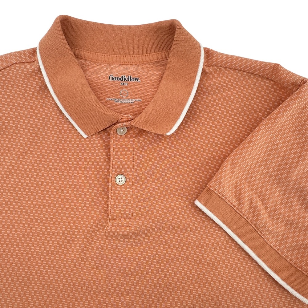 Goodfellow & Co Polo Shirt Mens Large Orange‎ Short Sleeve Textured L